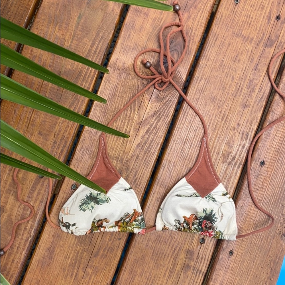 Western print bikini top
